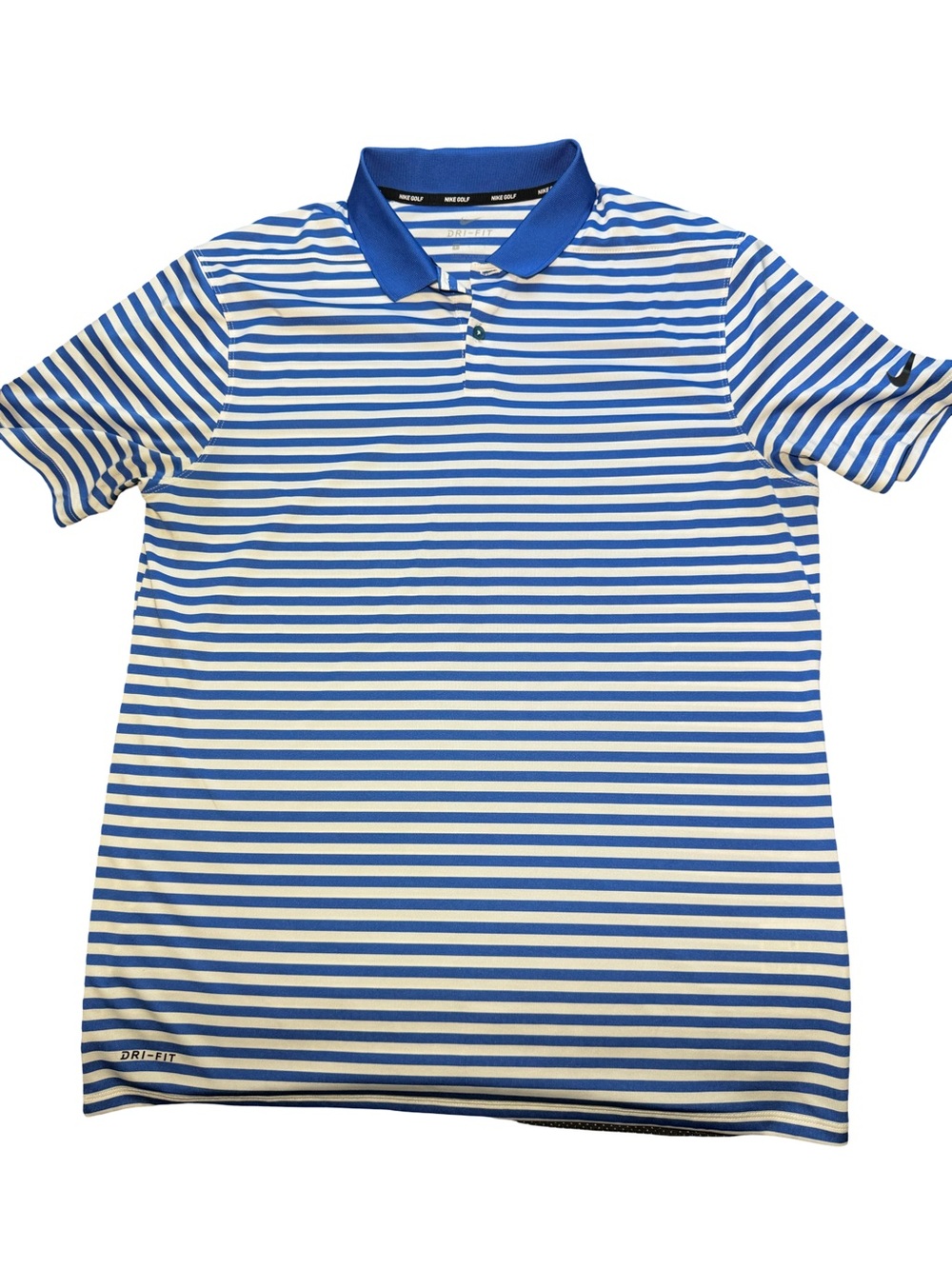 Nike Golf - Blue and White Striped Polo Shirt